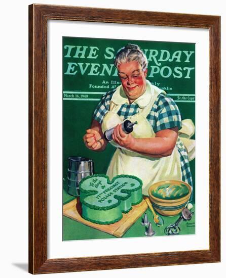 "St. Paddy Cake for Policemen," Saturday Evening Post Cover, March 16, 1940-Albert W. Hampson-Framed Giclee Print