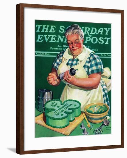 "St. Paddy Cake for Policemen," Saturday Evening Post Cover, March 16, 1940-Albert W. Hampson-Framed Giclee Print