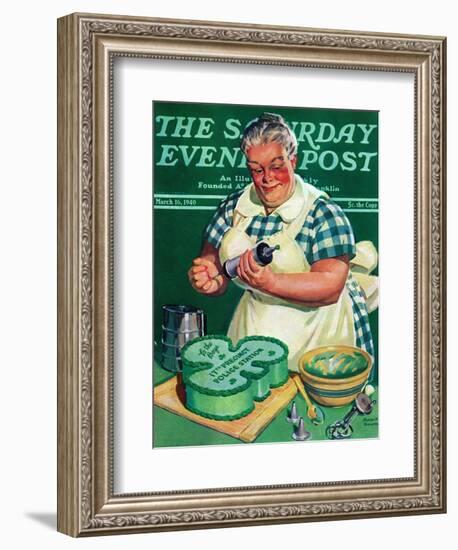 "St. Paddy Cake for Policemen," Saturday Evening Post Cover, March 16, 1940-Albert W. Hampson-Framed Premium Giclee Print