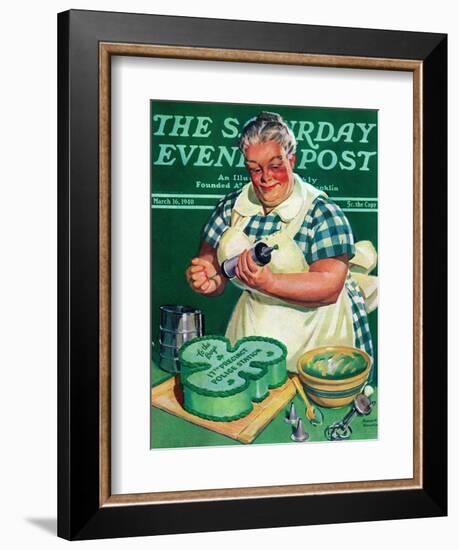 "St. Paddy Cake for Policemen," Saturday Evening Post Cover, March 16, 1940-Albert W. Hampson-Framed Premium Giclee Print