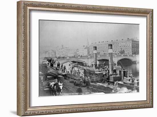 St. Patrick's Bridge and a Paddle Steamer at the Quay, Cork, Ireland, C.1890-Robert French-Framed Giclee Print