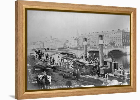 St. Patrick's Bridge and a Paddle Steamer at the Quay, Cork, Ireland, C.1890-Robert French-Framed Premier Image Canvas