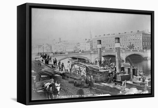 St. Patrick's Bridge and a Paddle Steamer at the Quay, Cork, Ireland, C.1890-Robert French-Framed Premier Image Canvas