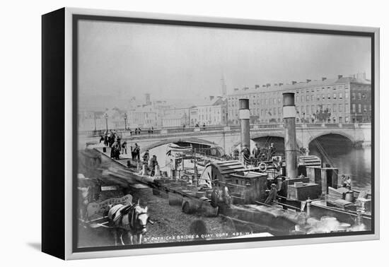 St. Patrick's Bridge and a Paddle Steamer at the Quay, Cork, Ireland, C.1890-Robert French-Framed Premier Image Canvas