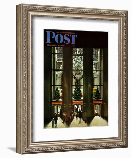 "St. Patrick's Cathedral at Christmas," Saturday Evening Post Cover, December 3, 1949-John Falter-Framed Giclee Print