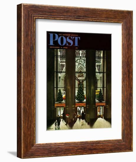 "St. Patrick's Cathedral at Christmas," Saturday Evening Post Cover, December 3, 1949-John Falter-Framed Giclee Print