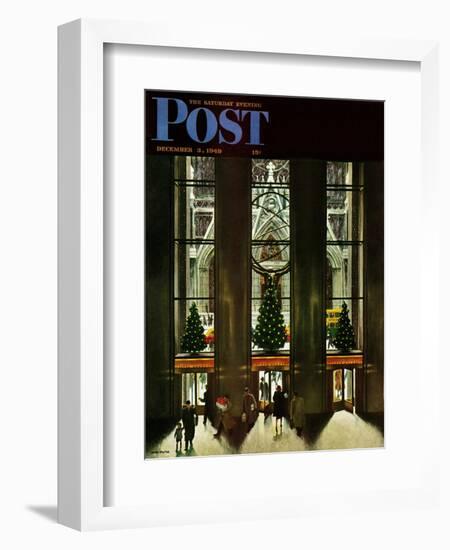 "St. Patrick's Cathedral at Christmas," Saturday Evening Post Cover, December 3, 1949-John Falter-Framed Giclee Print