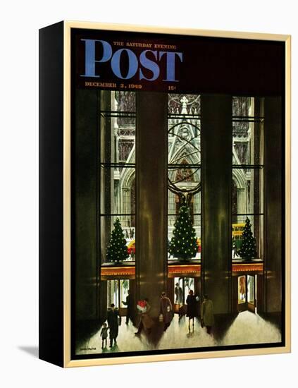 "St. Patrick's Cathedral at Christmas," Saturday Evening Post Cover, December 3, 1949-John Falter-Framed Premier Image Canvas