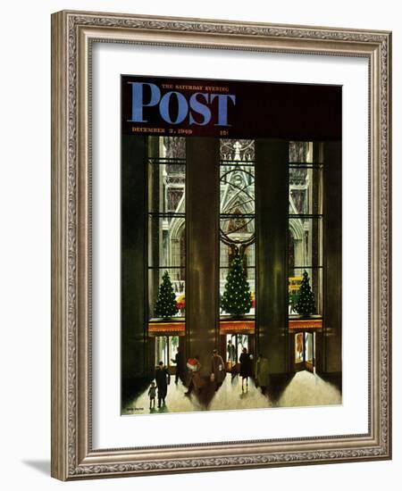 "St. Patrick's Cathedral at Christmas," Saturday Evening Post Cover, December 3, 1949-John Falter-Framed Giclee Print