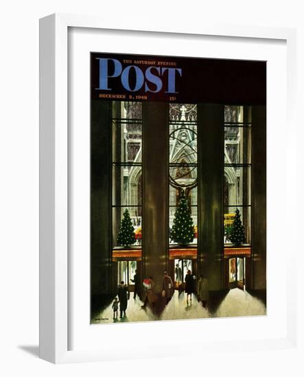 "St. Patrick's Cathedral at Christmas," Saturday Evening Post Cover, December 3, 1949-John Falter-Framed Giclee Print