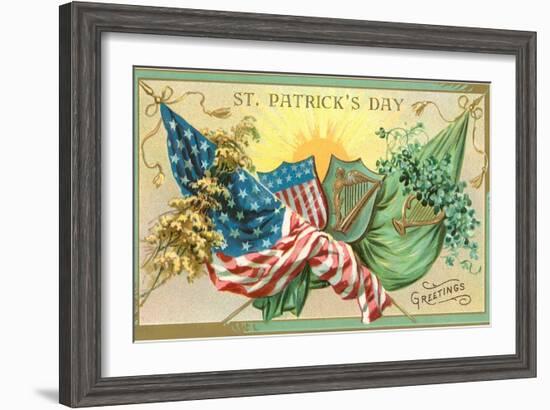 St. Patrick's Day, American and Irish Flags-null-Framed Art Print