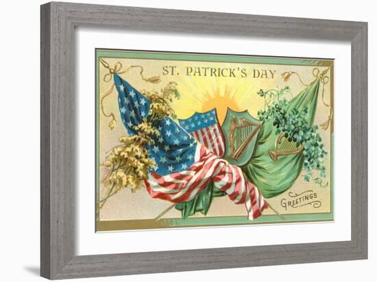 St. Patrick's Day, American and Irish Flags-null-Framed Art Print