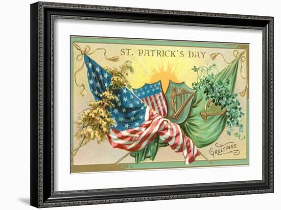 St. Patrick's Day, American and Irish Flags-null-Framed Art Print