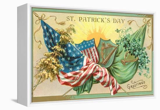 St. Patrick's Day, American and Irish Flags-null-Framed Stretched Canvas