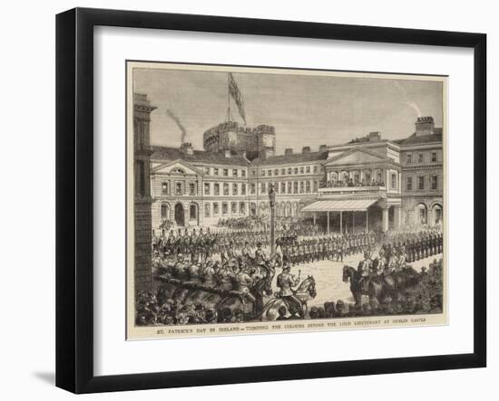 St Patrick's Day in Ireland, Trooping the Colours before the Lord Lieutenant at Dublin Castle-null-Framed Giclee Print