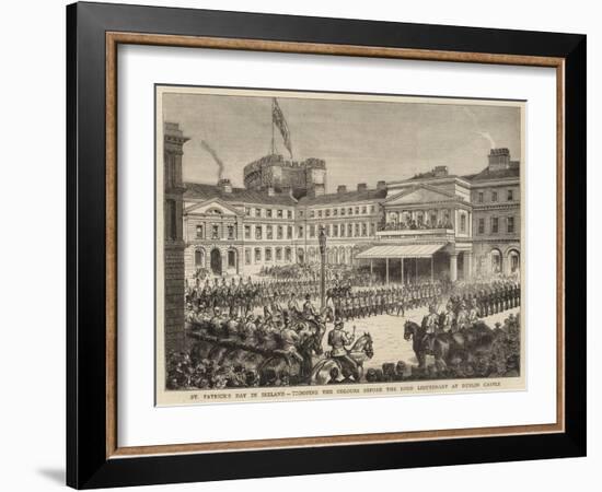 St Patrick's Day in Ireland, Trooping the Colours before the Lord Lieutenant at Dublin Castle-null-Framed Giclee Print