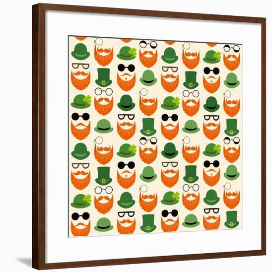 St. Patrick's Day Pattern-Mrs Opossum-Framed Art Print