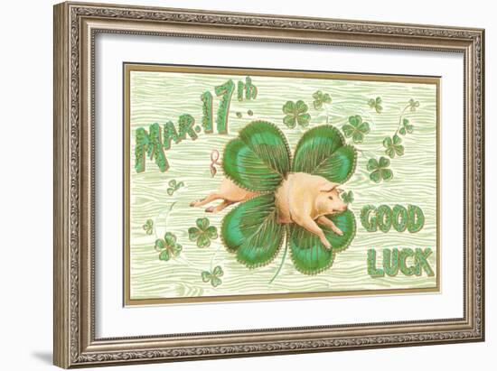 St. Patrick's Day, Pig and Shamrock-null-Framed Art Print