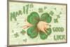 St. Patrick's Day, Pig and Shamrock-null-Mounted Art Print