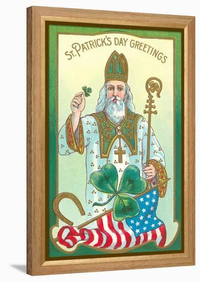 St. Patrick with Shamrock and Crozier-null-Framed Stretched Canvas