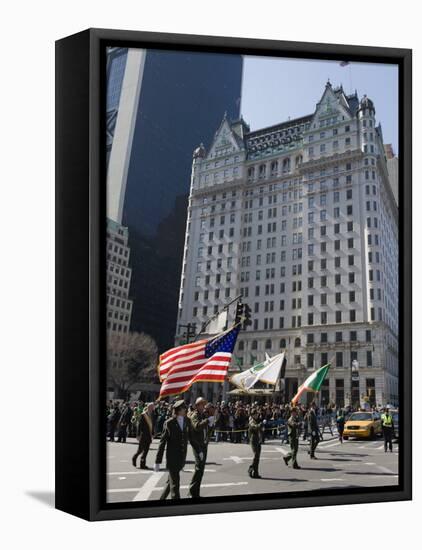 St. Patricks Day Celebrations in Front of the Plaza Hotel, 5th Avenue, Manhattan-Christian Kober-Framed Premier Image Canvas