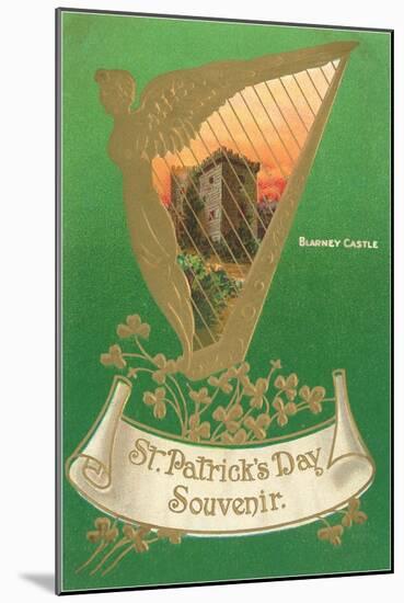 St. Patricks Day, Harp and Blarney Castle-null-Mounted Art Print