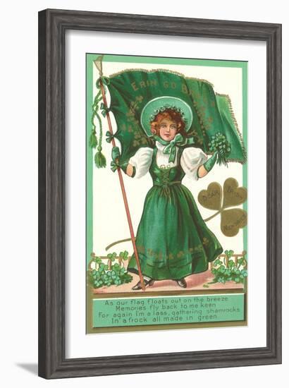 St. Patricks Day Poem, Girl with Flag-null-Framed Art Print