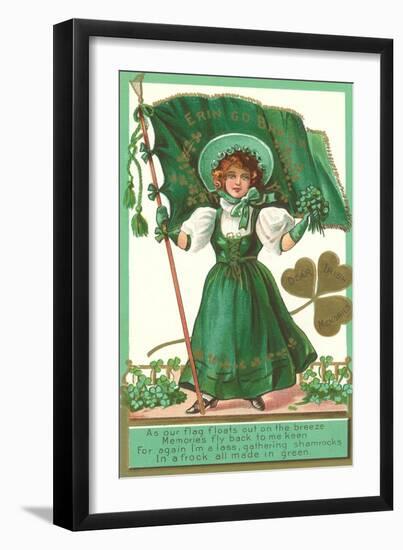 St. Patricks Day Poem, Girl with Flag-null-Framed Art Print