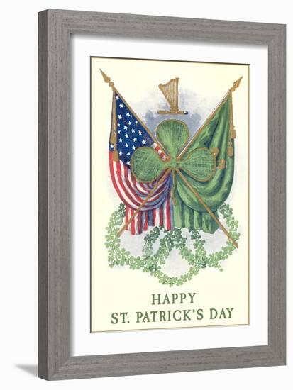 St. Patricks Day, US and Irish Flags-null-Framed Art Print