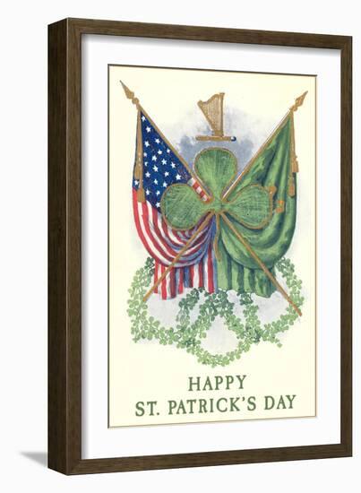 St. Patricks Day, US and Irish Flags-null-Framed Art Print