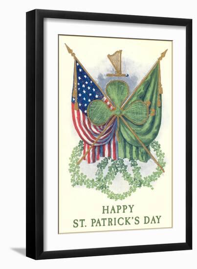 St. Patricks Day, US and Irish Flags-null-Framed Art Print