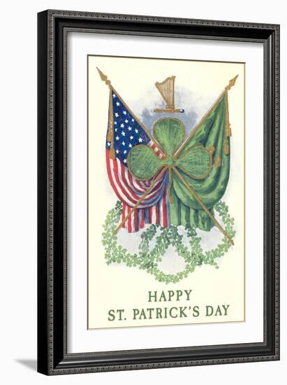 St. Patricks Day, US and Irish Flags-null-Framed Art Print