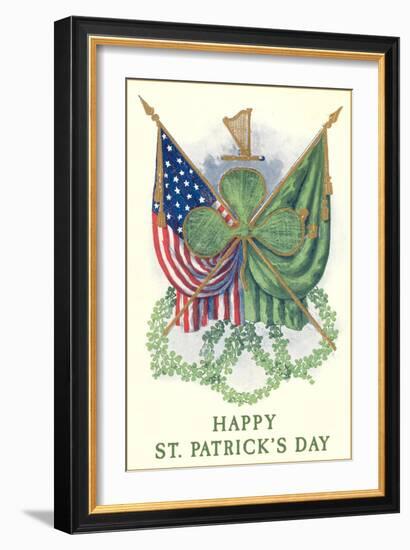 St. Patricks Day, US and Irish Flags-null-Framed Art Print