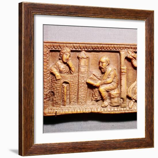 St Paul Conversing with Thecla, Ivory Panel from Casket Rome, late 4th century-Unknown-Framed Giclee Print