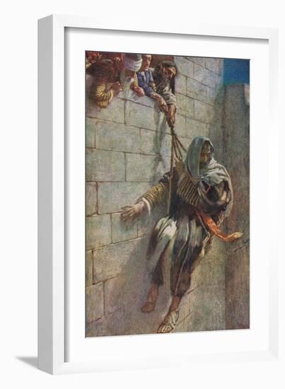 St Paul Escapes from Damascus-Harold Copping-Framed Giclee Print