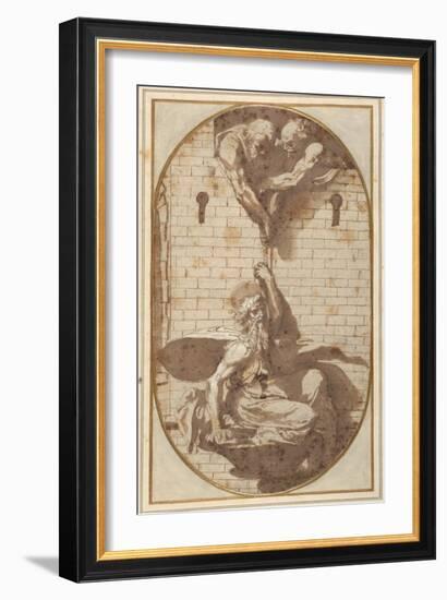 St. Paul 'Let Down by Night in a Basket' from the Walls of Damascus-Perino Del Vaga-Framed Giclee Print