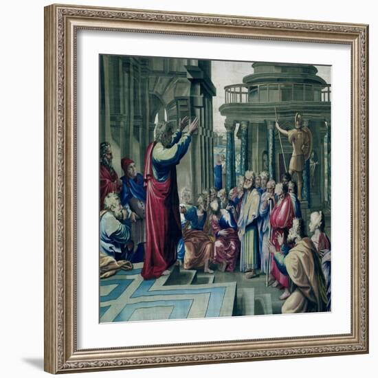 St. Paul Preaching at the Areopagus, from a Series Depicting the Acts of the Apostles-Raphael-Framed Giclee Print