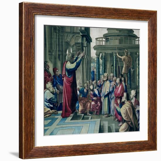 St. Paul Preaching at the Areopagus, from a Series Depicting the Acts of the Apostles-Raphael-Framed Giclee Print