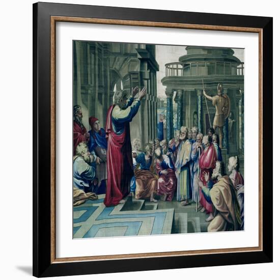 St. Paul Preaching at the Areopagus, from a Series Depicting the Acts of the Apostles-Raphael-Framed Giclee Print