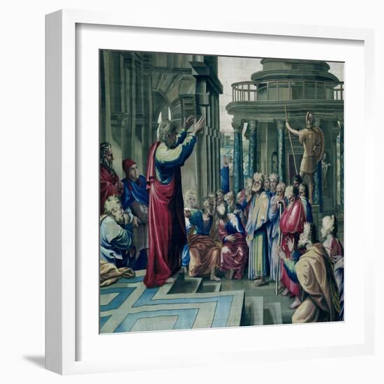 St. Paul Preaching at the Areopagus, from a Series Depicting the Acts of the Apostles-Raphael-Framed Giclee Print