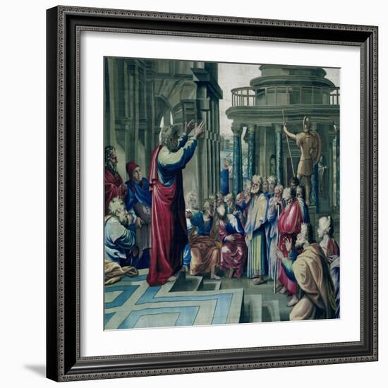 St. Paul Preaching at the Areopagus, from a Series Depicting the Acts of the Apostles-Raphael-Framed Giclee Print