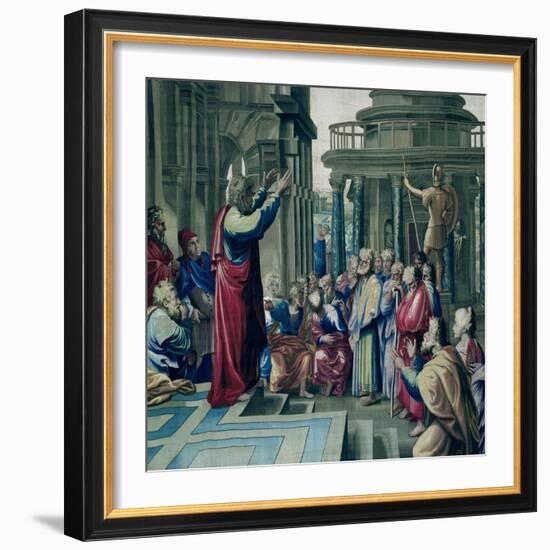 St. Paul Preaching at the Areopagus, from a Series Depicting the Acts of the Apostles-Raphael-Framed Giclee Print