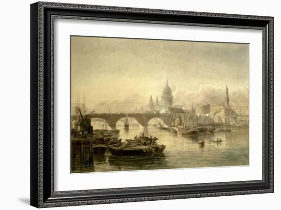 St. Paul's Cathedral and London Bridge from the Surrey Side, 1864-Edward Angelo Goodall-Framed Giclee Print