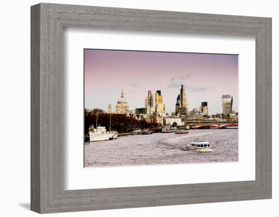 St Paul's Cathedral and London City are seen with Blackfriars Bridge-Charles Bowman-Framed Photographic Print