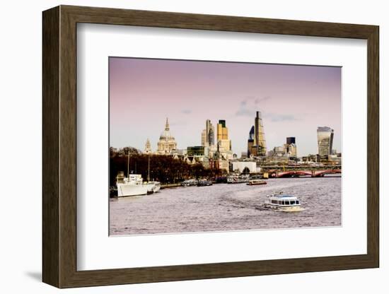 St Paul's Cathedral and London City are seen with Blackfriars Bridge-Charles Bowman-Framed Photographic Print