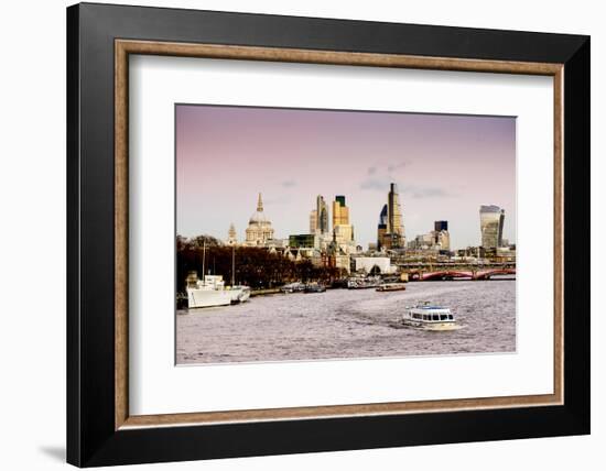 St Paul's Cathedral and London City are seen with Blackfriars Bridge-Charles Bowman-Framed Photographic Print