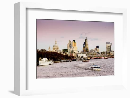 St Paul's Cathedral and London City are seen with Blackfriars Bridge-Charles Bowman-Framed Photographic Print