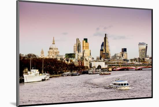 St Paul's Cathedral and London City are seen with Blackfriars Bridge-Charles Bowman-Mounted Photographic Print