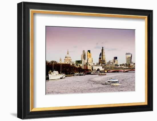 St Paul's Cathedral and London City are seen with Blackfriars Bridge-Charles Bowman-Framed Photographic Print