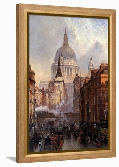 St. Paul's Cathedral and Ludgate Hill, London, England-John O'connor-Framed Premier Image Canvas